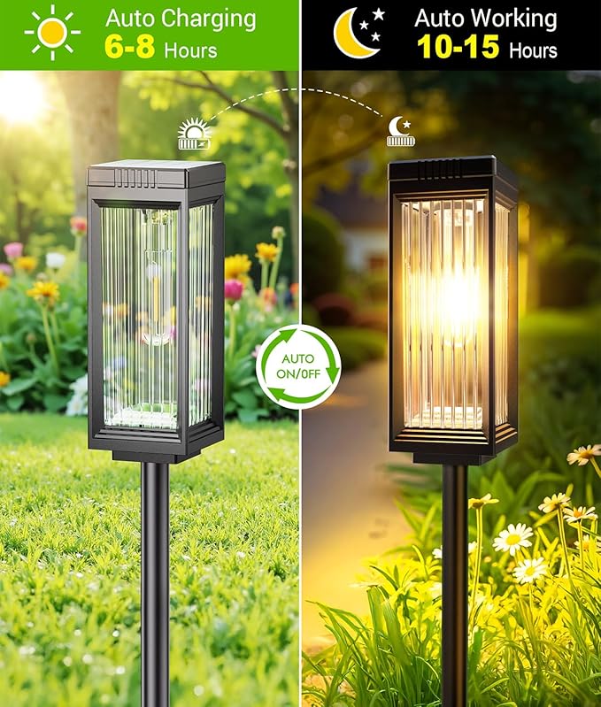 Solar Pathway Lights Outdoor, 8 Pack Upgraded Solar Lights Outdoor Waterproof, Bright Up to 15 Hrs Auto On/Off Garden Light for Yard Patio Lawn Path Walkway Driveway Outside Decor ELECLINK