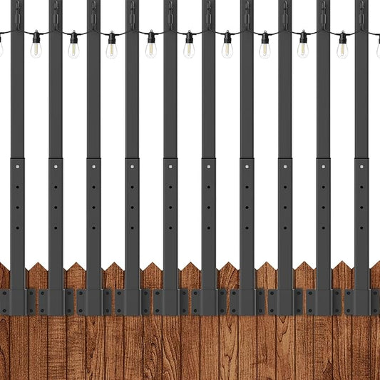 AILBTON 10 Pack 2.8Ft String Light Poles,Light Poles for Outside String Lights,Outdoor Light Poles with Fence Bracket,Metal Pole Stand for Patio,Backyard,Deck AILBTON