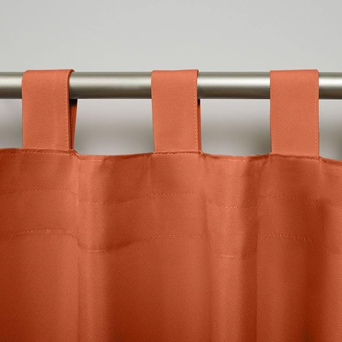 Exclusive Home Cabana Solid Indoor/Outdoor Light Filtering Hook-and-Loop Tab Top Curtain Panel Pair, 54"x84", Mecca Orange Exclusive+Home