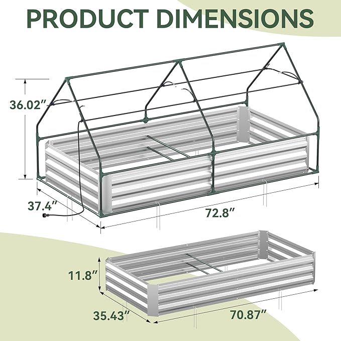 Raised Garden Bed with Self-Watering System, 6x3x1 ft Elevated Planter Boxes Outdoor with PE Cover, Galvanized Raised Beds for Gardening,Vegetables,Flowers, Backyard, Patio Lineware