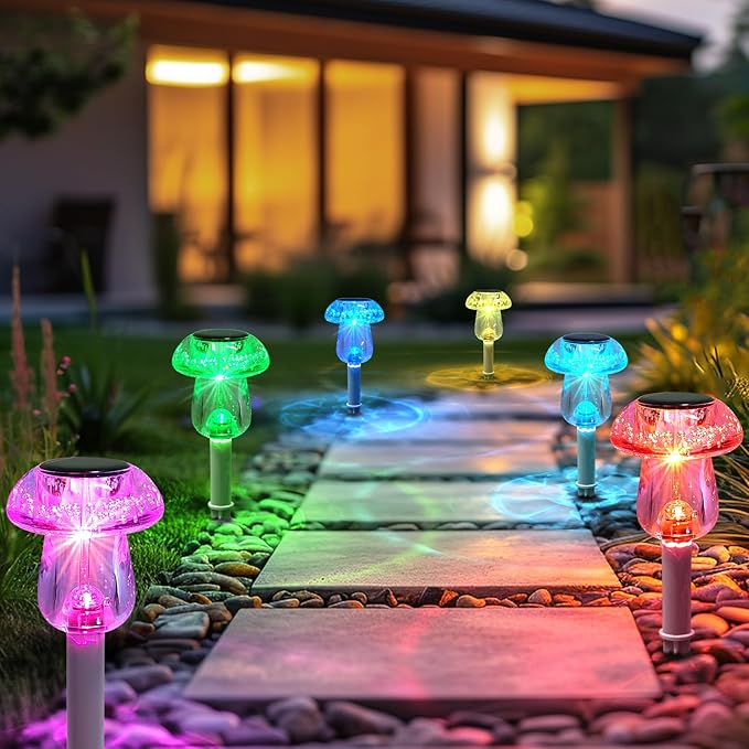Solar Lights Outdoor, 16 Pack Mushroom Lights Outside Waterproof, Solar Powered LED Lighting for Garden, Yard, Landscape, Path, Pathway, Lawn, Walkway, Driveway, Backyard Decor (Color Changing) SolarOutdoorLights