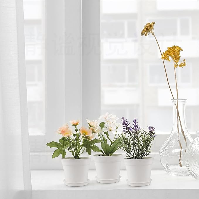 28 Pack 4 inch Small Plant Pots, Plastic Planters with Drainage Holes and Saucers for Flowers Plants, Succulents, Seed Starting Pots, White SwinDuck