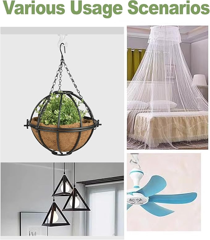 6 pcs Ceiling Hooks for Hanging Plants,Hanging Hanging Lights Metal Small Hooks,Indoor Outdoor Wall Heavy Duty Plant Hanger Swag Hook Aidoclip