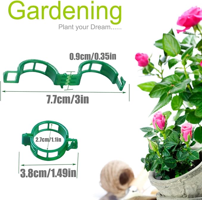 Plant Support Clips, 100 Pcs Tomato Clips, Plastic Trellis Clips, Grape Vine Tomato Vine Vegetables Plants Garden Support Clips to Grow Upright Makes Plants Healthier Rootora
