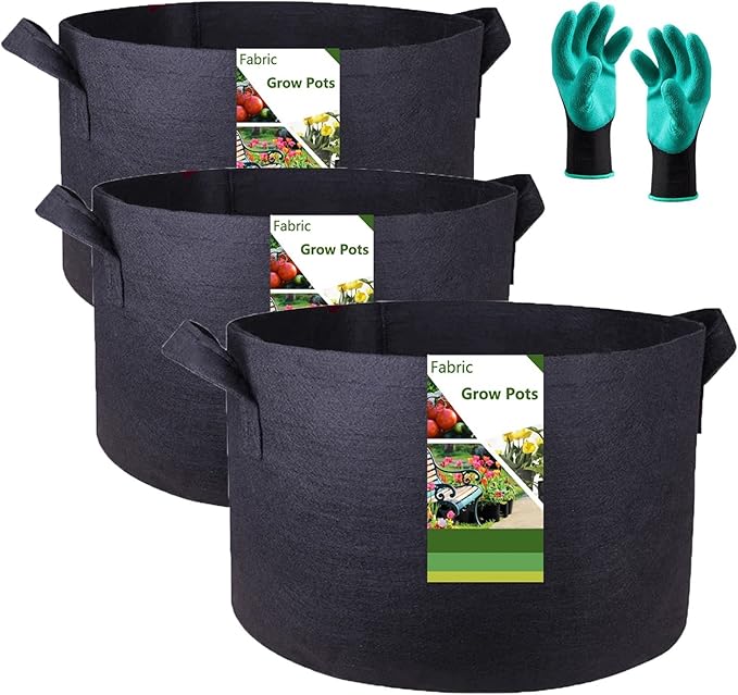 3-Pack 30 Gallon Thickened Plant Grow Bags Large (24x16 in) Heavy Duty Garden Bag Fabric Plant Pots for Tomato,Potato Planter,Flower Pots,Herbs Veggies Planting,Barrel Planter,Leaf Bag,Yard Waste Bags TespherCreationsforYardWorkLawnsCareandGardeningJobsOutdoorActivitiesRVCampingTrips