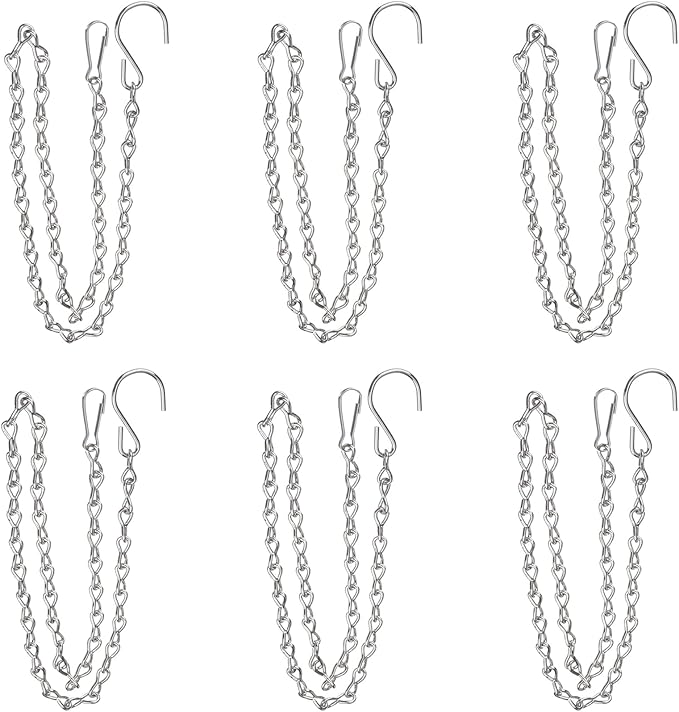 YINGFENG 6 Pack 19.7 Inch Silver Hanging Chain for Hanging Bird Feeders, Bird Houses, Planters, Baskets, Birdbaths, Lanterns, Wind Chimes, Billboards, Signs and Ornaments YINGFENG