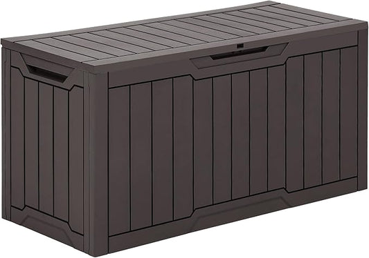 YITAHOME 80 Gallon Outdoor Storage Box, Large Water Resistant Resin Deck Box, Indoor Outdoor Lockable Storage Container for Patio, Garden, Cushions, Tools, Equipment (Dark Brown) YITAHOME