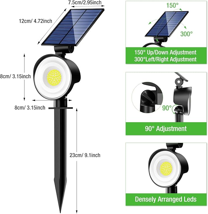 nipify 2 Pack Solar Spot Lights Outdoor Waterproof, Solar Spotlight Light for Outside Yard Landscape Lighting Pathway Lights Wall Auto On/Off, Purple Nipify