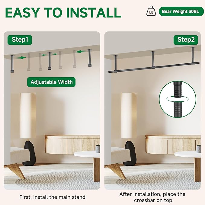 Hanging Planters Rod – Plant Hanger Indoor for Window Ceiling, Hanging Plant Shelf for Wall Planter House Plants, Plant Shelves Metal Holder Bar 63In (Pots, plants, chains not included) Rootora