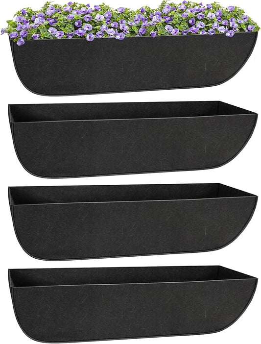 Riare 4 Pack 30 Inch Black Fabric Window Box Liners- Felt Square Trough Planter Basket Liners Replacement, Non-Woven Hanging Flower Plant Box Liner for Outdoor Plants Garden Fence- Avoid Birds Nesting Riare