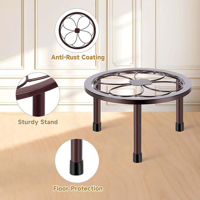 5 Pack Metal Plant Stand, Anti-Rust Iron Plant Stands for Indoor and Outdoor, Heavy Duty Flower Pot Stands for Multiple Plant, Black Potted Plant Holder for Garden Home (5 Pack Brown) Amoot