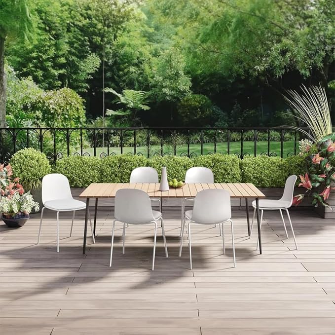 2xhome Modern Stackable Armless Dining Chair | Plastic Shell Seat with Metal Legs | Indoor or Outdoor Use | Home Kitchen Patio (4, White, Padded Seat) 2xhome