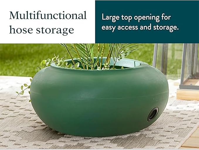 The HC Companies RZ.GH210DF1C001LRDJH 21 Inch Diameter Lightweight Garden Hose Storage Pot for 75-100 Ft Hoses, Pairs w/Terrazzo Series Pots, Green, Grassy Green TheHCCompanies