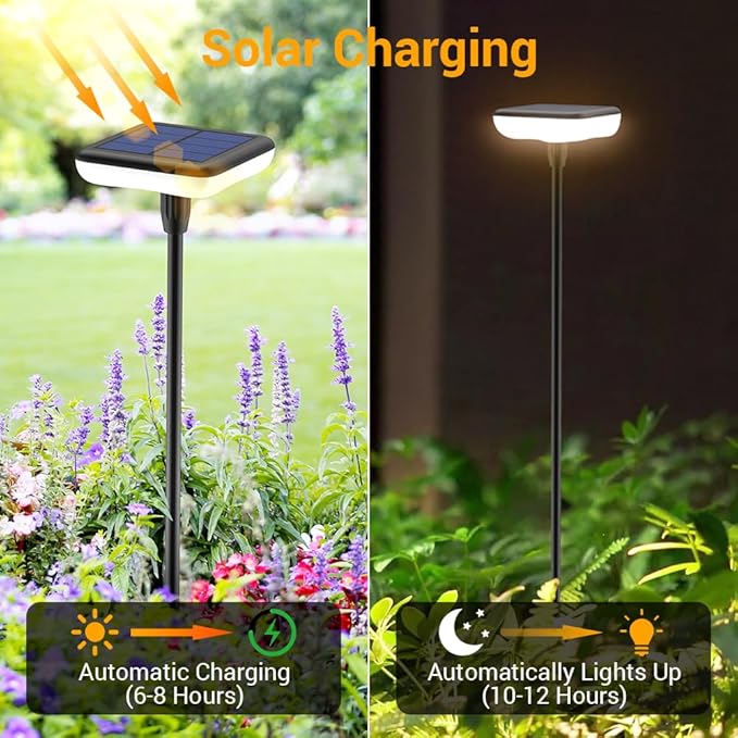 Solar Pathway Lights Outdoor 6 Pack Solar Powered Garden Lights 12H Long Lasting Auto On/Off Solar Swaying Light IP65 Waterproof for Planter Flowers Landscape Lighting Decoration Warm White Ainostone