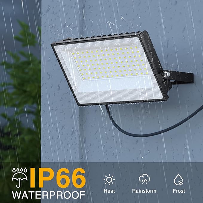 Onforu 120W Flood Lights Outdoor, 12000lm Bright LED Work Light with Plug, 6500K Daylight White LED Flood Lighting, IP66 Waterproof Security Yard Lights for Yard Garage Stadium 2 Pack Onforu