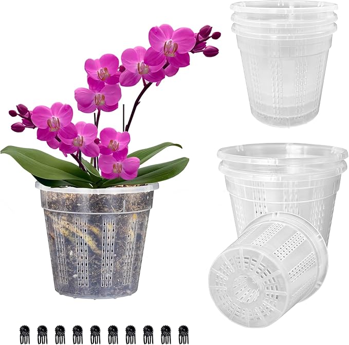 Orchid Pot, 6 Packs of 5.5" Orchid Pots with Holes, Orchid Pots for Repotting, Plastic Orchid Planter for Indoor Outdoor Plants (6 Packs, 5.5") HOLANHING