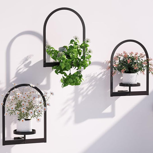 Wall Plant Holder, Wall Planter for Indoor Plants, Window Plant shelves for Multiple Plants Indoor Outdoor, Framed Plant Holder for Home Decor (3 Pack) Flenpptly