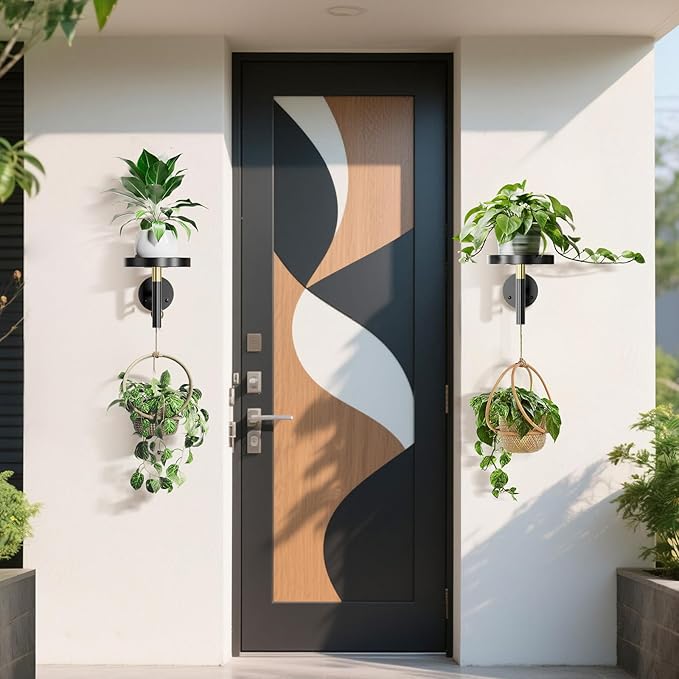 YUOROS 3 Pack Wall Plant Holder Wall Planters for Indoor Plants Hanging Window Plant Shelves Hanger Decor (Black) YUOROS