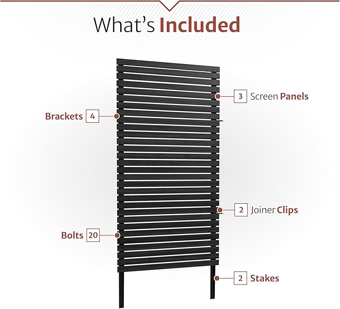6ft H x 3.1ft W (1 Panel) No Dig Enclo Aspen Charcoal Wood Privacy Screen, Decorative Patio Privacy Screen, Great to Hide Trash Cans, Outdoor Privacy Fence Panel, Air Conditioner Fence, EC18042 Enclo