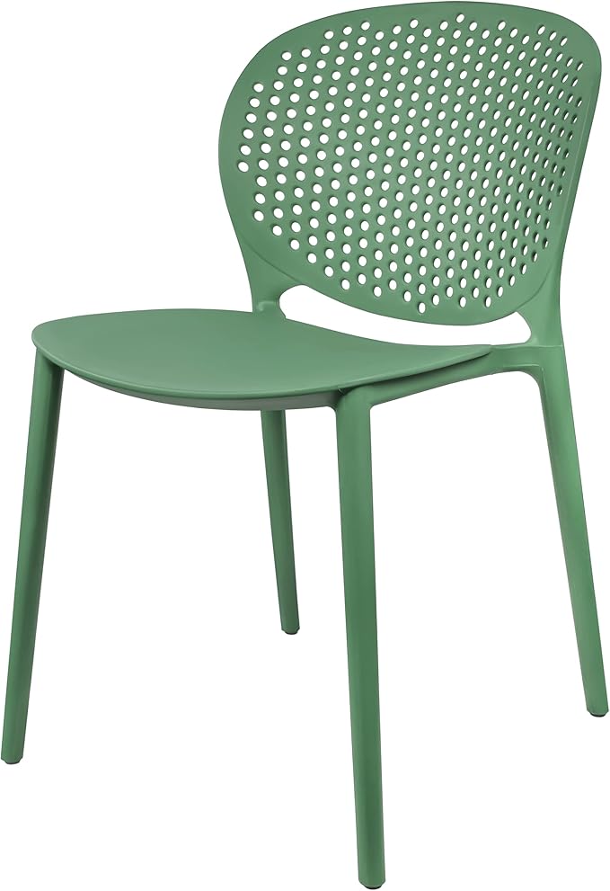 2xhome Set of 4 Patio Dining Chairs | Modern Stackable Outdoor Pool Side Chair | Weather Resistant Plastic for Yard, Porch, Balcony, Kitchen, Green 2xhome