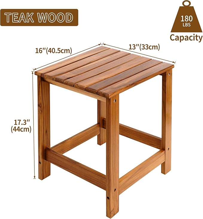 Utoplike Teak Outdoor Side Table for Patio, Pool Coffee Accent Table, Wood End Tables for Garden, Backyard, Bed, Living Room, Couch Utoplike