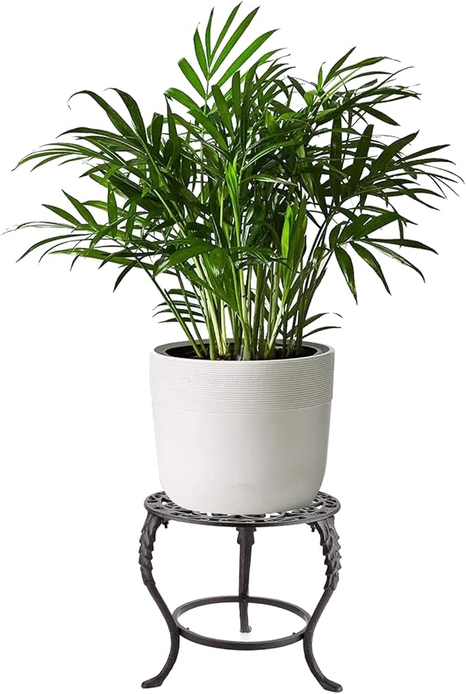 OwnMy Heavy Duty Cast Iron Plant Stand Vintage Iron Flower Pot Holder, Rustic Decorative Round Potted Plant Stand Rack, Indoor Outdoor Metal Plant Holder for Home Garden OwnMy
