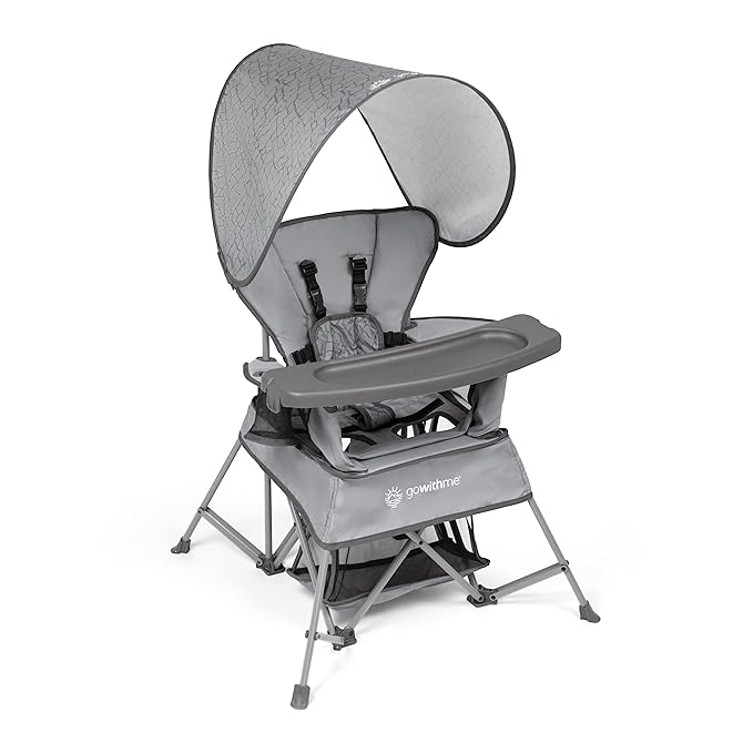 Baby Delight Go with Me Venture Portable Chair | Indoor and Outdoor | Sun Canopy | 3 Child Growth Stages | Elephant Grey BabyDelight