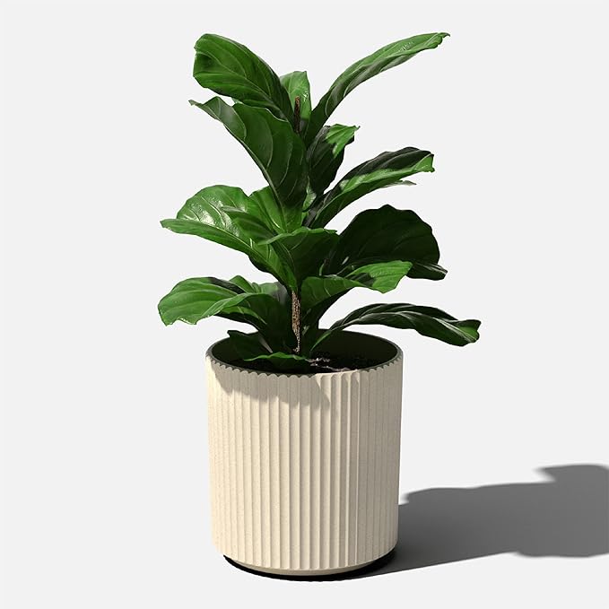 Veradek Demi Series Round Planter for Porch, Patio, Backyard | Durable Plastic-Concrete Material | Modern Décor for Tall Plants, Flowers VeradekOutdoor