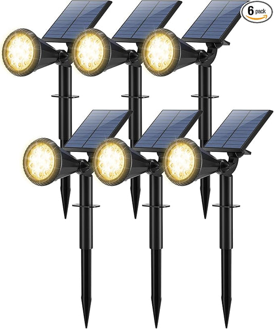 Solar Spot Lights Outdoor Waterproof 180° Adjustable Solar Powered Landscape Lights for Yard 4 Lighting Modes Solar Spotlights for Pathway Garden Outside Wall Pool Porch (6 Pack, Warm White) TadyrealSolarLights