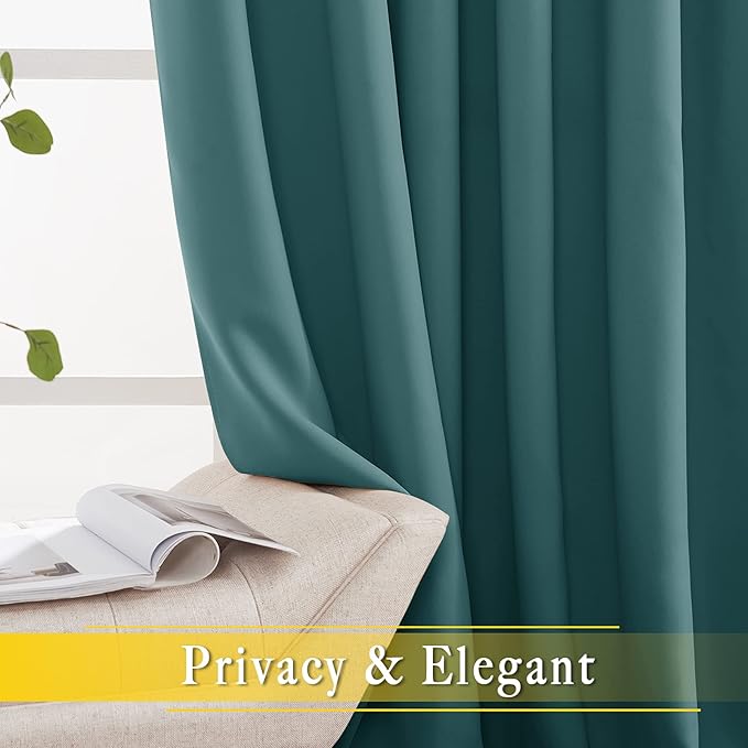 NICETOWN Blackout Room Darkening Window Curtain - Thermal Insulated Solid Grommet Blackout Curtain/Drape for Living Room/Villa (Sea Teal, Single Panel, 80 by 108-inch) NICETOWN
