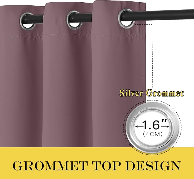 NICETOWN Dry Rose Blackout Curtains for Bedroom 95 Inch Length - Thermal Insulated Room Darkening Privacy Grommet Window Drapes for Boys Room, Set of 1 Panel, 80 x 95 Inch NICETOWN