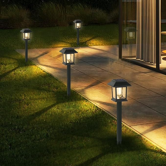 Greluna Solar Lights Outdoor, 6 Pack Waterproof Auto On/Off Solar Pathway Lights for Garden, Landscape, Path, Yard, Patio, Driveway, Walkway Decor Greluna