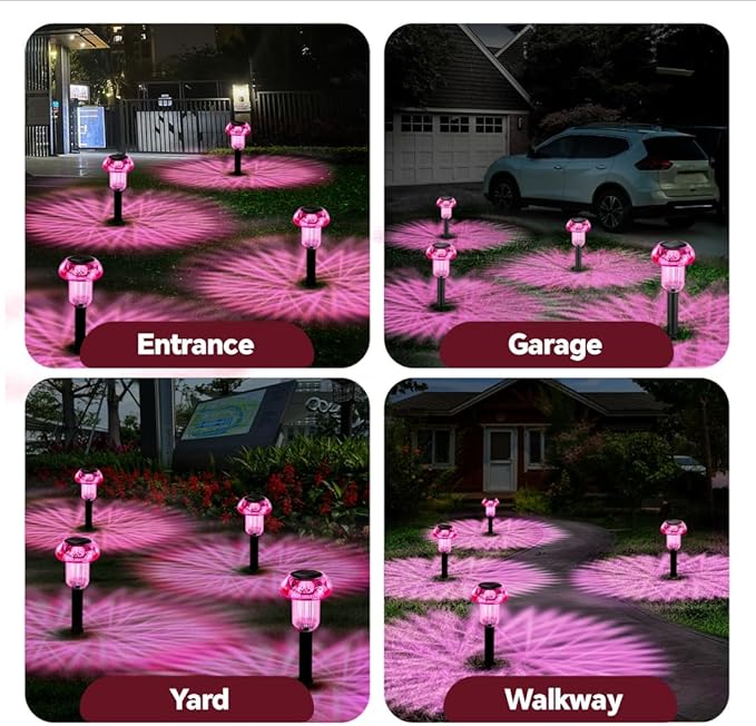 Easter Solar Pathway Lights Outdoor Decorative 4 Pack, Purple LED Mushroom Solar Lights Outdoor Waterproof Solar Powered Decor for Yard Driveway Patio, Valentines Day Halloween Christmas Garden Decor COZYPAVILION