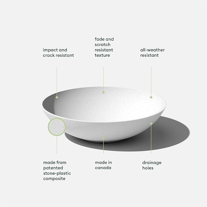 Veradek Mason Series Lane Bowl Planter| for Indoor or Outdoor Tabletops/Gardens |Made from Plastic-Stone Composite with Drainage Holes|Modern Décor for Flowers, Succulents, Small Plants VeradekOutdoor