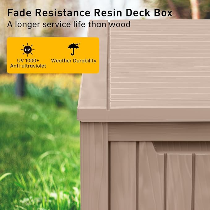 DRATO 200 Gallon Deck Box, Waterproof Resin Large Outdoor Storgae Box for Patio Furniture, Patio Cushions, Gardening Tools, Pool Supplies, Lockable（Gray，200 Gallon） DRATOprovidesawarmandcozy