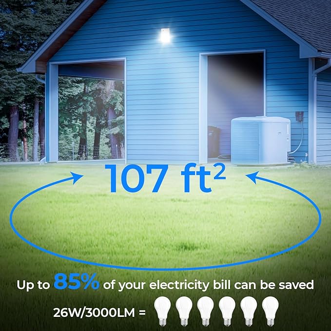 CINOTON 26W LED Wall Pack Light with Dusk to Dawn Sensor, 3000LM [100-277Vac] LED Wall Lights IP65 Waterproof Outdoor Security Flood Lighting for Garage Warehouse Garden 5000K-Daylight 2 Pack CINOTON