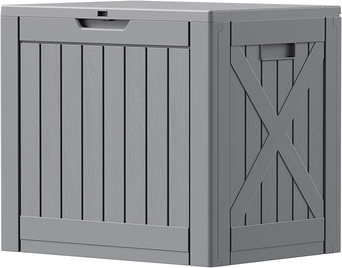 Patiowell 43 Gallon Resin Deck Box, Outdoor Storage Box for Patio Furniture, Deliveries, Pool Supplies,Waterproof and Lockable (Grey) Patiowell