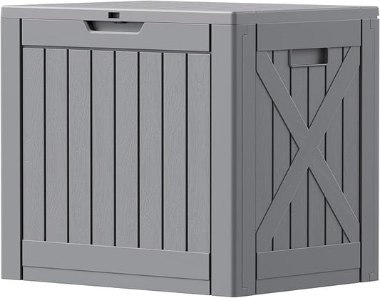 Patiowell 43 Gallon Resin Deck Box, Outdoor Storage Box for Patio Furniture, Deliveries, Pool Supplies,Waterproof and Lockable (Grey) Patiowell