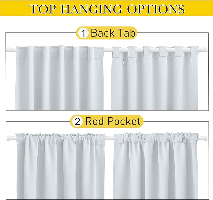 NICETOWN Blackout Outdoor Curtains for Patio Windproof 2 Panels Top & Bottom Pocket & Back Tab, Thermal Fixed Waterproof Safe Drapes Keep Privacy for Yard/Porch, Greyish White, W52 x L95 NICETOWN