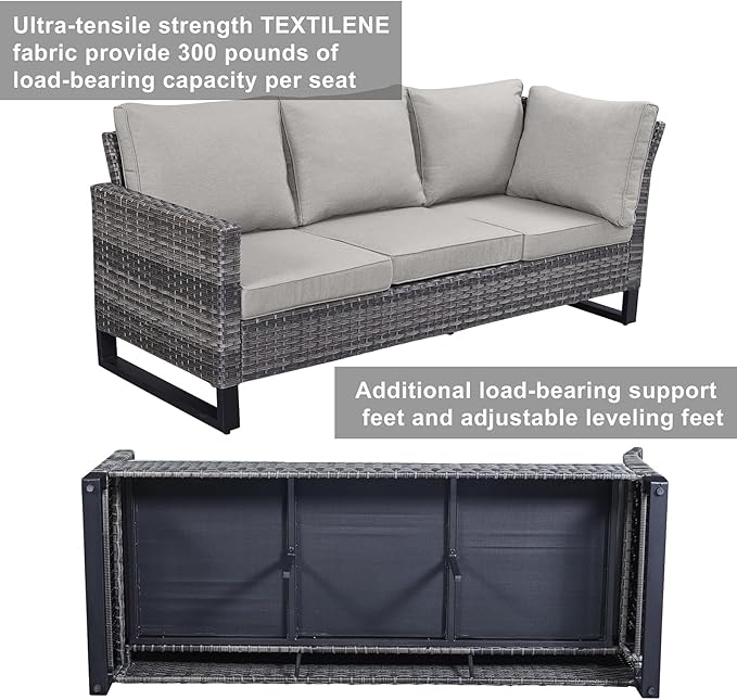 Belord Outdoor Sectional Sofa 6 Seater L Shaped Couch Wicker Patio Conversation Furniture Set Rattan Outdoor Furniture with Removable Washable Cushion Beige Belord