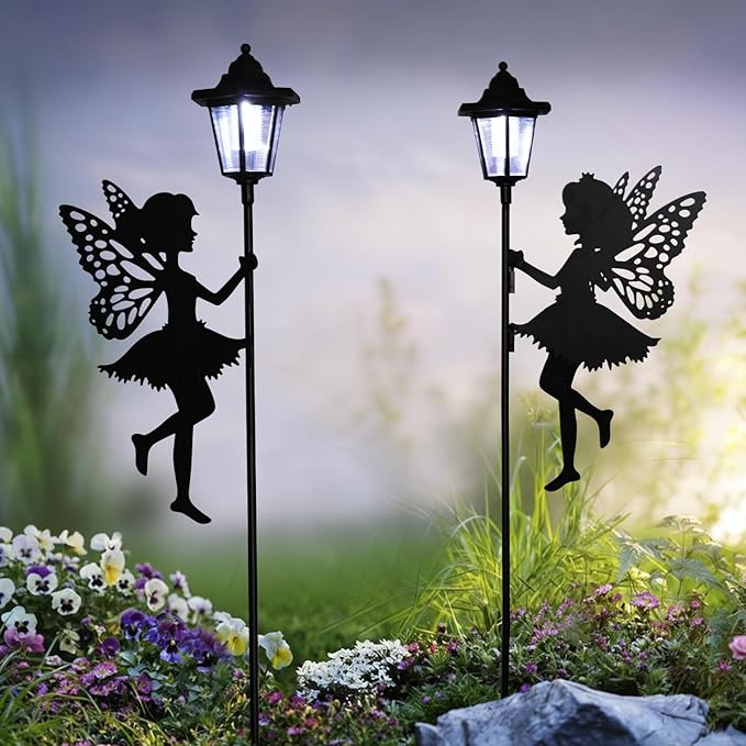 ZKLiLi Fairy Solar Garden Light,Outdoor Garden Fairy Decor Waterproof Large Hanging Lantern Decorations for Patio Yard Porch Lawn Pathway Statues Outdoor Decor Gifts（White Light） ZKLiLi