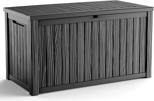 200 Gallon Outdoor Deck Box, Lockable Waterproof Outdoor Storage Boxes For Garden Tools,Indoor Cushions,Accessories Outside Storage Resin Weatherproof Container(Black) MAIUSCOLI