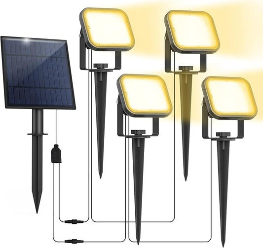 Solar Spot Lights Outdoor, 20 LED IP65 Waterproof Solar Landscape Spotlights, Dusk-to-Dawn 3000K Warm White Outdoor Spot Light Lighting for Yard Garden Driveway Porch Walkway, 4-in-1 CREPOW