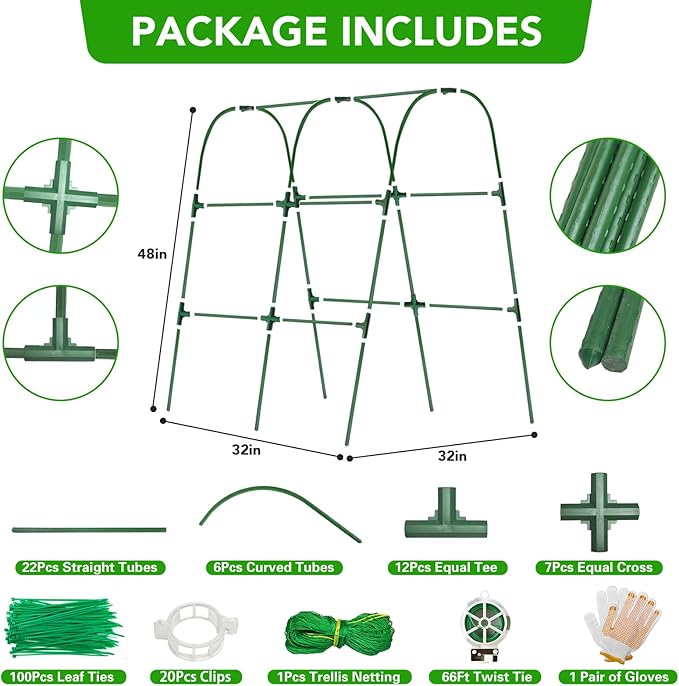 Cucumber Trellis for Raised Bed, U-Shape Garden Trellis for Climbing Plants Outdoor, Metal Arch Vegetables Trellis, Plant Support for Grape Vine Beans Squash Peas Flower ZPMOCKAQ
