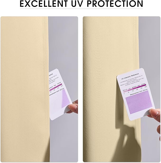 NICETOWN Fade Resistant Outdoor Curtains 2 Panels, Patio Waterproof Drapery Color Fastness Grade 4 Certification, UV Protection Blackout Shades for Porch, Deck, Pergolas, Biscotti Beige, W52 x L108 NICETOWN