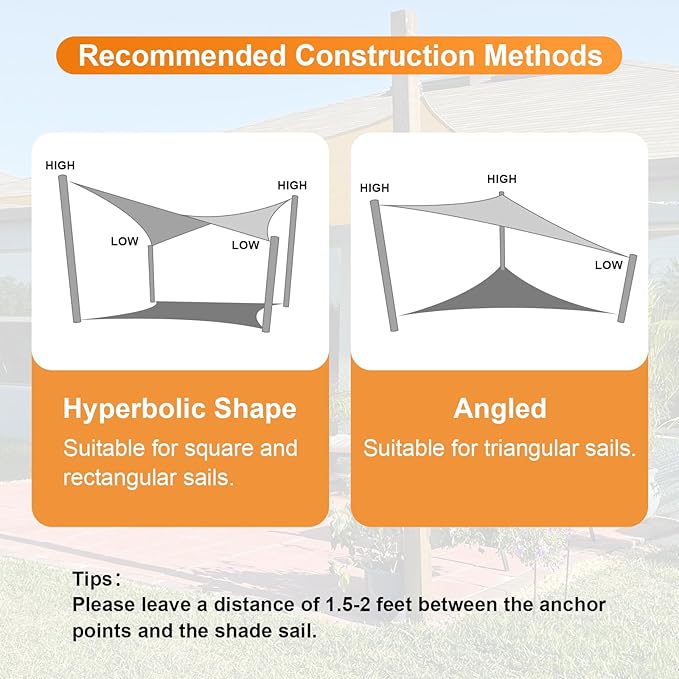 Artpuch Sun Shade Sails Canopy, 185GSM Shade Sail UV Block for Patio Garden Outdoor Facility and Activities (10'x13', Grey) Artpuch