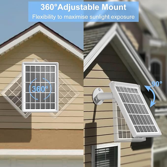 Solar Panel Charger for Ring Camera，Spotlight Cam Plus/Pro and Stick Up Cam Battery, 6V 3W 13.1Ft Fast Charging Cable Loqdivr
