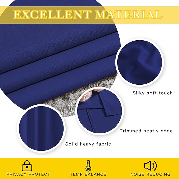 NICETOWN Sliding Glass Door Curtain Panel, Home Decoration Privacy & Noise Reducing Room Divider for Shared Apartment (Navy Blue, 80 inches x 84 inches) NICETOWN