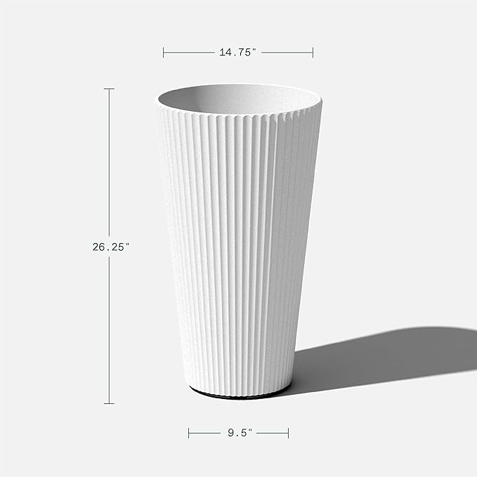 Veradek Demi Series Tall Planter for Porch, Patio, Backyard | Durable Plastic-Stone Composite Material | Modern Décor for Tall Plants, Grasses VeradekOutdoor