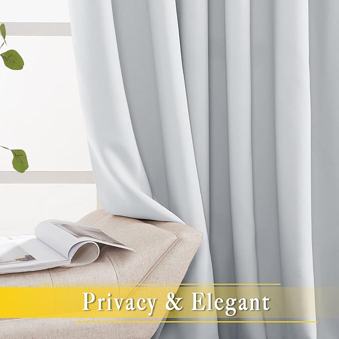 NICETOWN Patio Door Curtain Room Darkening Drapes, Grommet Light & Heat Blocking Room Divider Curtain Panel Window Drape for Bedroom/Living Room (Greyish White, W80 x L90, 1 Panel) NICETOWN